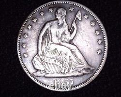 Very Nice 1857 P Seated Liberty Half Dollar Nice Details V-1 Resumed # H059