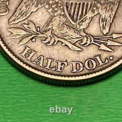 (1) Belle pièce de monnaie ancienne de 1874 Seated Liberty Half Dollar XF EXTRA FINE
