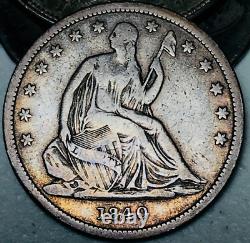 1840 Demi-dollar Seated Liberty 50C Non classé 90% Argent Pièce de monnaie US CC20777