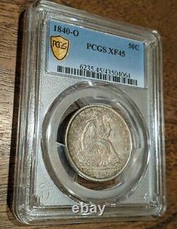 1840-o Liberty Assised Argent Demi-dollar Pcgs Graded Xf45 Cinquante Cents Vidéo