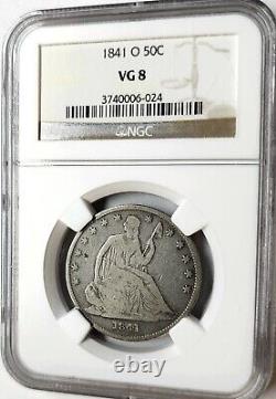 1841-O Demi-dollar assis de liberté 50c NGC VG-8 Meilleur monnayage O-Mint