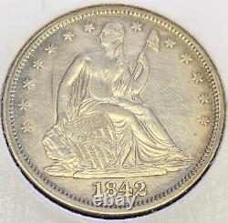 1842 50c Seated Liberty Argent Demi-dollar