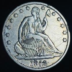 1842 O Demi-dollar assis Liberté 50C Non noté 90% Argent Pièce de monnaie US CC20608