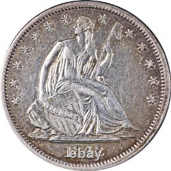 1842-P Demi-dollar assis 'Date moyenne' Détails AU/BU de choix Grand attrait visuel