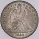 1842 Seated Liberty Silver Half Dollar Coin Medium Date Ngc Au58