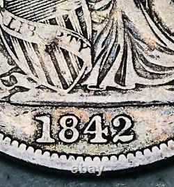 1842 Sièged Liberty Half Dollar 50c Moyen Rpd Date Good Silver Us Coin Cc11786