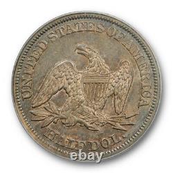 1843 50c Seated Liberty Demi-dollar Pcgs Au 55 À Propos De L'ogh Non Circulé Toned N