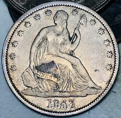 1843 O Demi-dollar Liberty assis 50C Non classé Choix 90% Argent Pièce de monnaie US CC19841