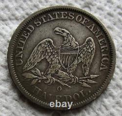 1843-O Demi-dollar d'argent à l'effigie de la Liberté assise, date clé rare, XF / AU rayé