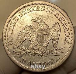 1843 Seated Liberty Demi-dollar À Propos De Non Circulé
