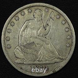 1844 O Seated Liberty Argent Demi-dollar Nettoyé