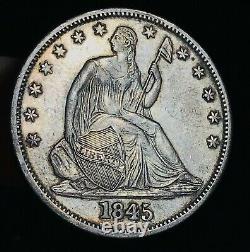 1845 O Seated Liberty Demi Dollar 50c Wb 106 Tripled Date Argent Us Coin Cc6000