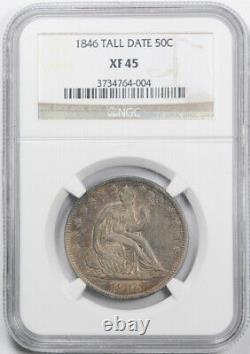 1846 50c Tall Date Assise Liberty Half Dollar Ngc Xf 45 Extra Fine To Au Tone