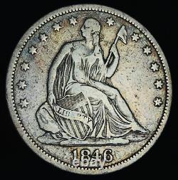 1846 O Demi-dollar Liberty assis 50C non classé Choix 90% Argent Pièce de monnaie US CC20781