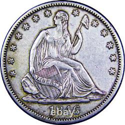 1846-O Demi-dollar à l'effigie de Liberté assise, Grande Date AU En meilleur état en main! R7.0 Très R
