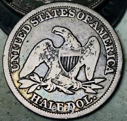 1847 Demi-dollar Seated Liberty 50C non classé 90% Argent US Coin CC19842