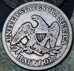 1847 Demi-dollar assis de liberté 50C non classé Choix 90% Argent Pièce de monnaie américaine CC18646