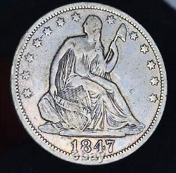 1847 O Demi-dollar assis Liberté 50C Non gradué Choix Pièce en argent 90% US CC17098