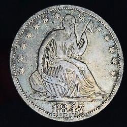 1847 O Demi-dollar assis de la Liberté 50C Pièce en argent non classée de choix, États-Unis, CC17523