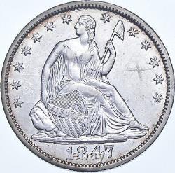 1847 Seated Liberty Demi-dollar 9449
