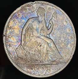 1848 O Demi-dollar Liberty assis 50C Haute qualité Choix Pièce d'argent US CC19843