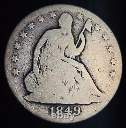 1849 Sièged Liberty Half Dollar 50c Non Classé Bonne Date Argent Us Pièce Cc12904