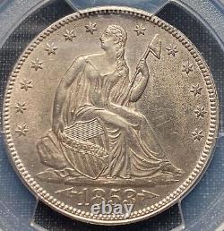 1853 Arrows & Rays Sièged Liberty Half Dollar Pcgs Au Détails Semble Unc/bu