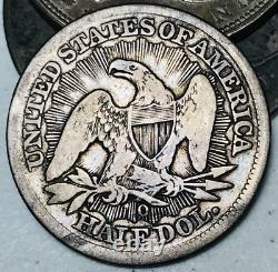 1853 Demi-dollar Liberty assis 50C FLÈCHES RAYS 90% Argent US Coin CC19913