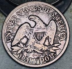 1853 Demi-dollar Liberty assise 50C FLÈCHES RAYS Pièce en argent non classée US CC17769