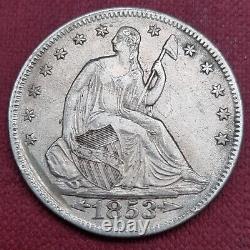 1853 Demi-dollar à l'effigie de la Liberté assise, 50 cents, meilleure qualité XF #60168