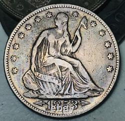 1853 Demi-dollar assis de Liberté 50C FLÈCHES RAYS Pièce d'argent non classée US CC20180