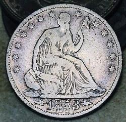 1853 Half Dollar assis à la liberté 50C ARROWS RAYS Pièce en argent non classée des États-Unis CC19396