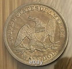 1853 Liberty Assis Argent Demi-dollar Avec Flèches Et Rayons Au