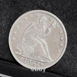 1853 Liberty Assise Demi-dollar Avec Des Flèches Et Des Rayons Au Détails (#37102)