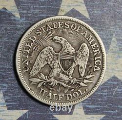 1853 Liberty Seated Argent Demi-dollar Pièce Collector. Livraison Gratuite