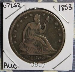 1853 Liberty Seated Argent Demi-dollar Pièce Collector. Livraison Gratuite