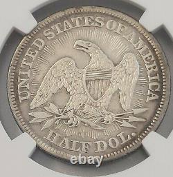 1853 Libre Assise Demi-dollar Flèches Rayons Ngc Xf Nettoyé