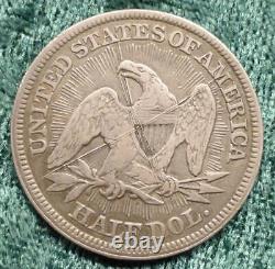 1853 Seated Liberty 90% Argent Demi-dollar, Bold Liberty Endommagé Nom De Jeton D'amour