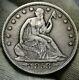 1853 Seated Liberty Half Dollar 50 Cents, Nice Coin, Livraison Gratuite (737)