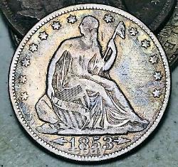 1853 Seated Liberty Half Dollar 50c Arrows Rays Argent Non Classé Us Coin Cc11525