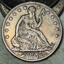 1853 Seated Liberty Half Dollar 50c Arrows Rays Argent Non Classé Us Coin Cc12901