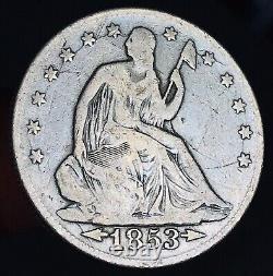 1853 Seated Liberty Half Dollar 50c Arrows Rays Argent Non Classé Us Coin Cc15996