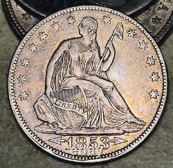 1853 Seated Liberty Half Dollar 50c Arrows Rays Argent Non Classé Us Coin Cc16882