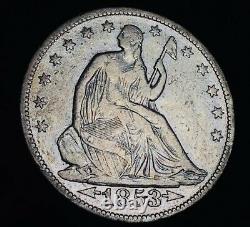 1853 Seated Liberty Half Dollar 50c Arrows Rays Argent Non Classé Us Coin Cc8513