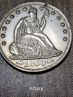 1853 Seated Liberty Half Dollar Flèches Et Rayons. Choix Au