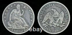 1853 Seated Liberty Half Dollar Flèches & Rayons Philadelphia Monnaie Argent 50c Pièce