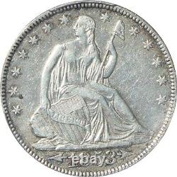 1853 XF45 Demi-dollar assis, flèches et rayons, PCGS 84319287