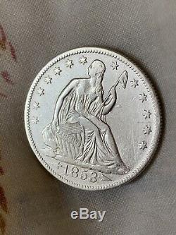 1853-o Assis Liberté Demi-dollar Avec Des Rayons Et Des Flèches