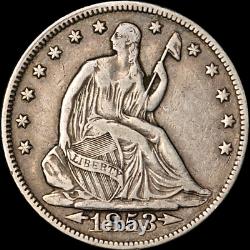 1853-p Seated Liberty Half Dollar Xf+ Flèches & Rayons! C'est Effrayant! Livraison Gratuite