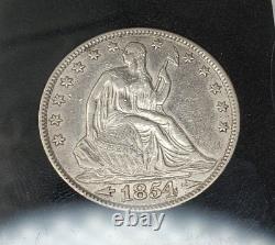1854 Demi-dollar assis sur la liberté avec flèches AU